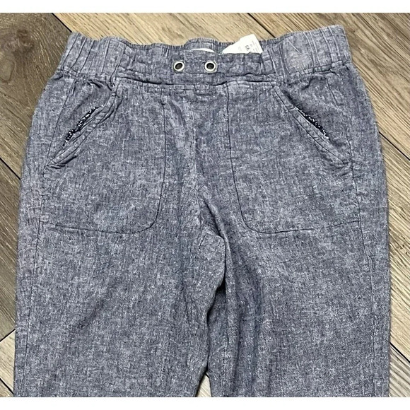 Womens VanHeusen Linen Mid Rise Skinny Crop Blue Joggers Size 10 Beach Boho - Picture 9 of 9